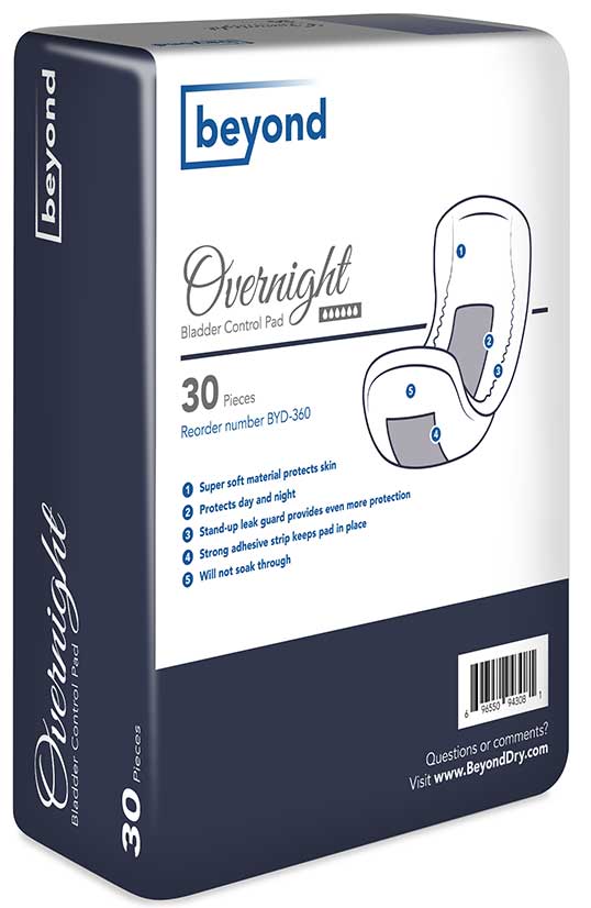 Beyond Overnight Adult Incontinence Bladder Control Pad - 13.25 Inch