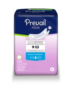 Prevail Moderate Long Adult Incontinence Bladder Control Pad - 11 Inch