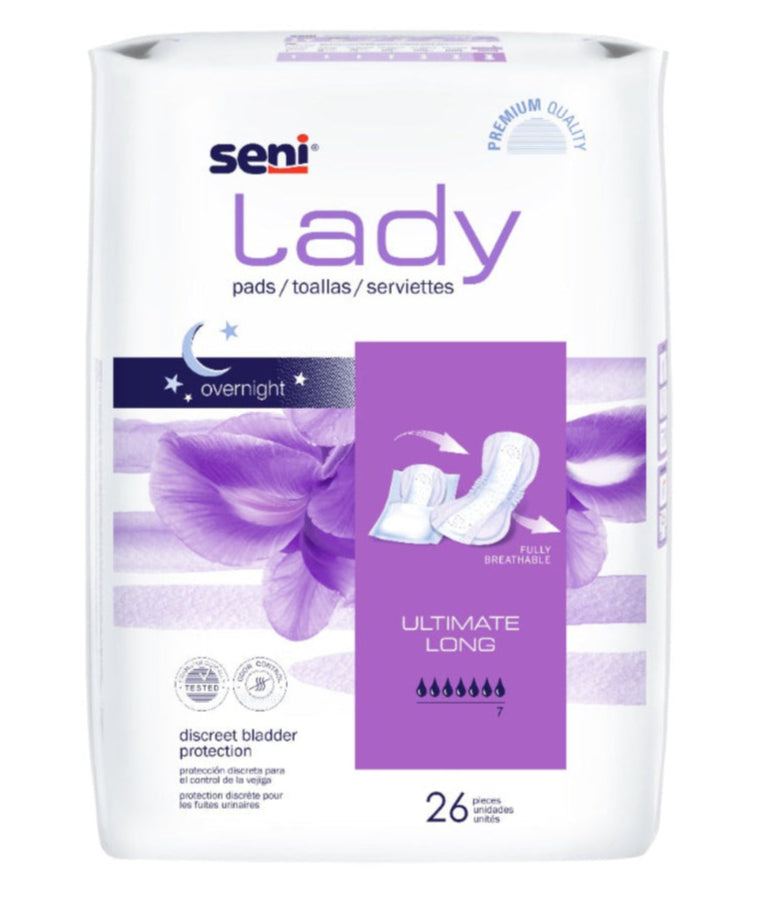 Seni Lady Ultimate Long Overnight Adult Incontinence Bladder Control Pad - 16.5 Inch